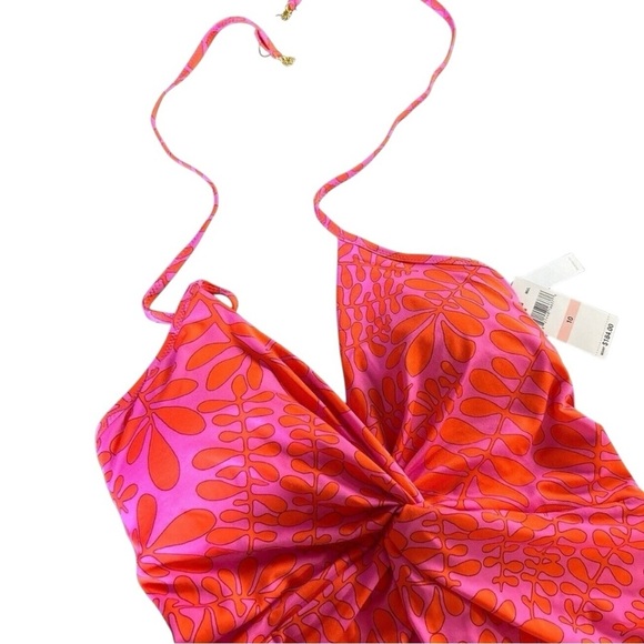 ๐ NWT Trina Turk Trellis Twist Plunge Maillot One Piece Swimsuit Size 14 - Picture 8 of 8